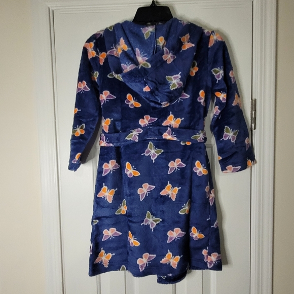 Okie Dokie Toddler Girls Mid Length Long Sleeve Hooded Butterfly Robe Blue 6X - Picture 8 of 11
